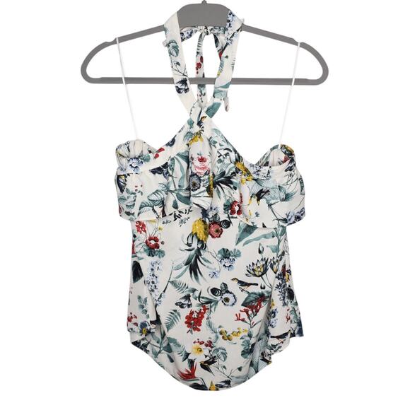 Floral Halter Top Banana Republic M Multicolor 100% Polyester Womens Summer Boho - Picture 2 of 7